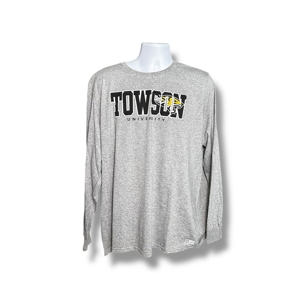 Russell Athletic Long Sleeve Gray T-shirt Towson University Tiger Graphic Tee XL